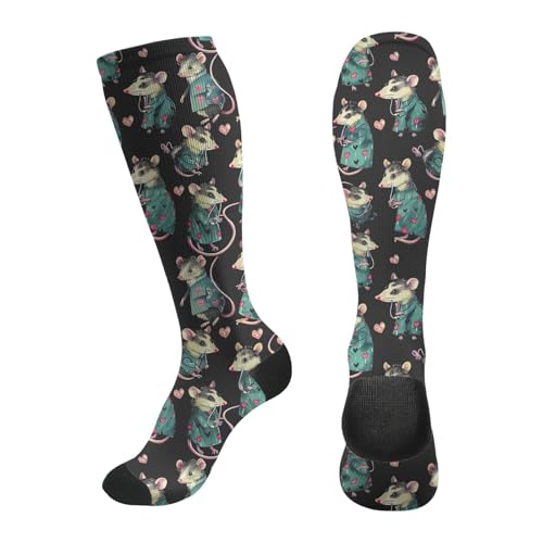 FREEHOTU Compression Knee High Socks for Women/Men Circulation 15-20 Mmhg - color: Opossums