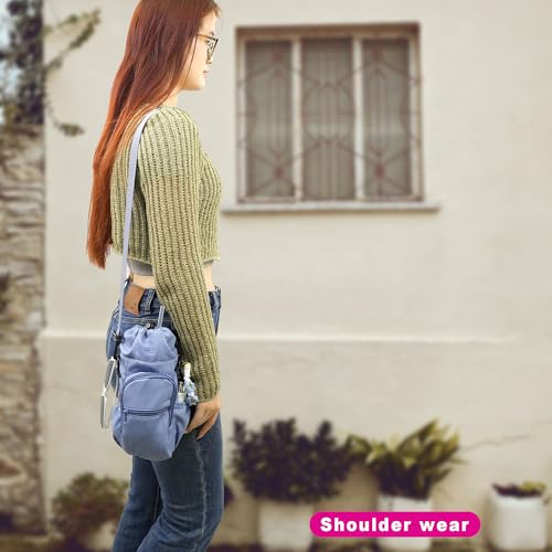 Wongeto Water Bottle Holder with Strap,25oz/40oz/64oz Water Bottle Carrier Sling Bag with Phone Pocket Crossbody Adjustable Shoulder with Hand Strap for Walking - color: Blue