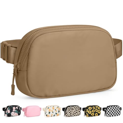 Pritent Fanny Packs for Women Crossbody Belt Bag With Zipper Back Pocket - color: Khaki, size: Large