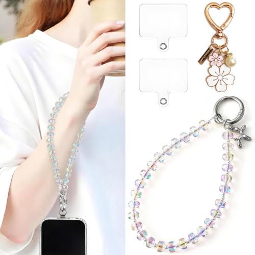 C.J.M.K Beaded Phone Wristband, Lanyard Chain - color: 04-white