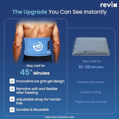 REVIX Large Ice Packs for Injuries Reusable, 45-Min Cold Therapy, 16 × 9" - size: Large 16 × 9 Inch