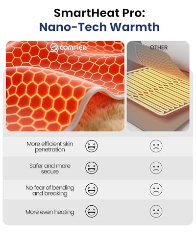 COMFIER Extra Large Graphene Heating Pad for Back, FSA Eligible, Beige - color: Light Yellow
