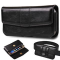 Phone Holster Compatible with iPhone 16 15 14 13 12 and Pro, Galaxy S25 S24 S23 S22 S21 S20, Leather Phone Pouch with Metal Belt Clip, M-Black - color: Black, size: Medium