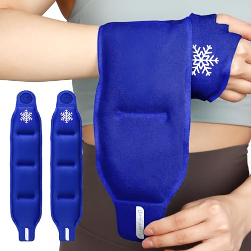 Comfytemp Wrist Ice Pack Wrap Carpal Tunnel Relief Wrist Brace 2 Packs - color: Dark Blue, size: 20"x4"