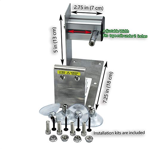 2 inches Desktop Table Top/Wall Mounted Tape and Label Dispenser, Large Desktop Tape Dispenser for 2'' Tape, Stainless Steel Frame with Sucktion Cup Sucker TTD-02