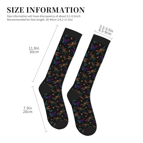Compression Socks Women Knee High Support Circulation Stockings for Running Cycling Flying - color: Insect
