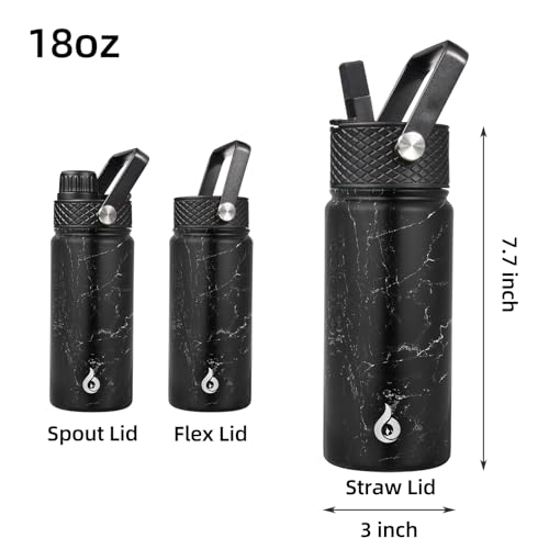 BJPKPK 18oz Insulated Water Bottle with Straw Lid, Stainless Steel Bottle - color: Midnight, size: 18 Ounces