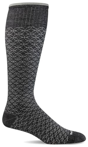 Sockwell Women's Featherweight Fancy Moderate Graduated Compression Sock - color: Charcoal, size: Medium-Large