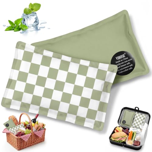 VIHOSE 2 Pcs Ice Packs for Lunch Box Bag - color: Olive Green, style: Checkerboard