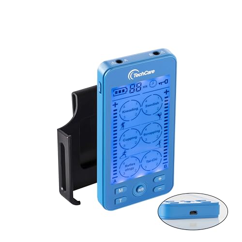 Tens Unit Plus 24 Rechargeable Electronic Pulse Massager Machine Multi Mode Device with All Accessories (Blue) - color: Blue