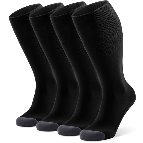 FITRELL Wide Calf Compression Socks for Women & Men - color: Black*4-wide Calf, size: Small-Medium