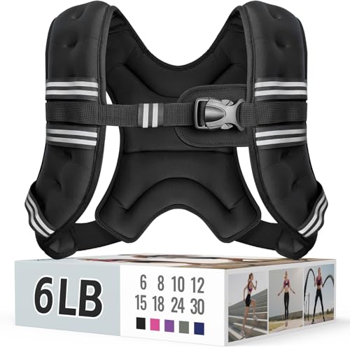 Zeerun Weighted Vest, 6/8/10/12/15/18/20/24/30LB for Men Women - color: Black, size: 6 Lb