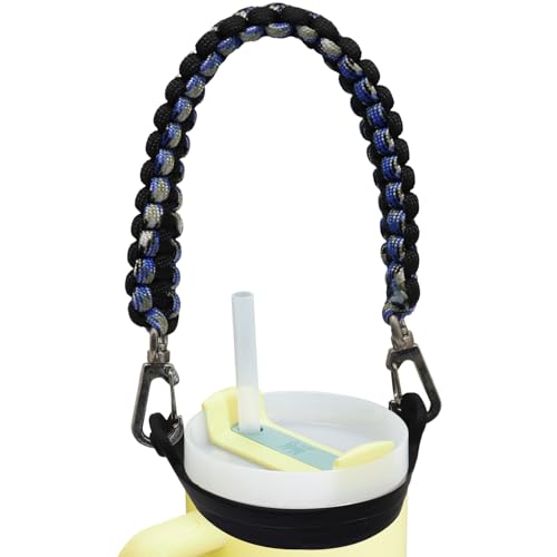Water Bottle Handle Strap - color: Camo Blue/Black