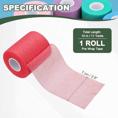 Pre Wrap Tape, Non-Slip Grip Cushion Wrap Prewrap Athletic Tape Fitting for (Tennis- Badminton - Pickleball - Sports) - color: Rose Red