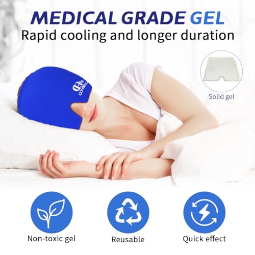 Migraine Relief Cap, Soothing Headache Ice Face Mask Products - color: Pink+blue
