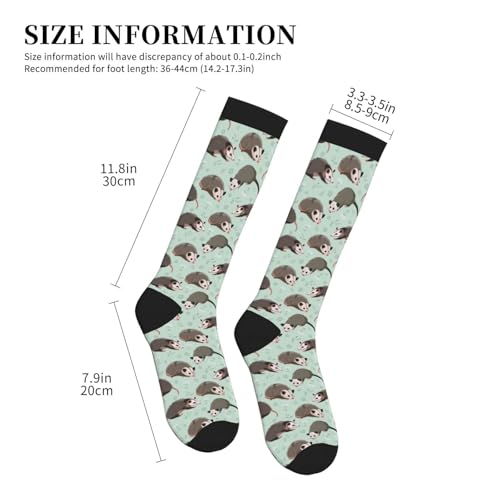 Compression Socks Women Knee High Support Circulation Stockings for Running Cycling Flying - color: Opossum