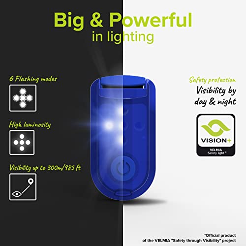 VELMIA Running Light for Runners (2 Pack) for Maximum Safety Through Visibility I Clip On Strobe & Reflective Gear - Dogs, Walking, Bike Taillight, Stroller - color: Midnight Blue
