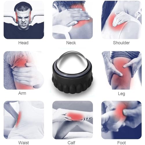 Massage Ice Roller Ball Cold & Heat Therapy Tissue Relief Muscle Recovery - color: Black and Gray