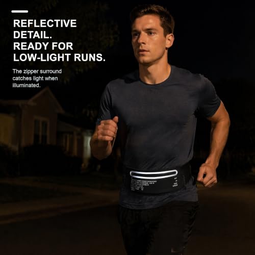 Running Belt Fanny Pack Men Women, Slim No-Bounce Waterproof Phone Holder - color: Black