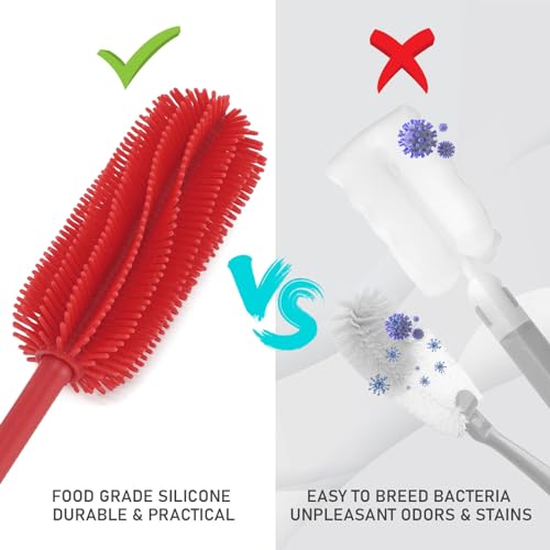 Silicone Bottle Brush, 15.7" Water Bottle Cleaner Brush, Red - color: Long Red