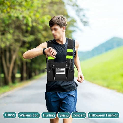 Radio Chest Harness Chest Front Pack Pouch Holster Vest Rig for Two Way Radio Walkie Talkie(Rescue Essentials) - color: Green