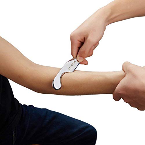 STICKON Stainless Steel Gua Sha Scraping Massage Tool Set IASTM Tools Great Soft Tissue Mobilization Tool (J Shape) - style: J Shape