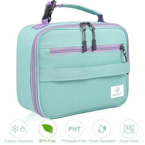 Genteen Kids Insulated Lunch Box for Boys Girls,2 Packs,Back to School - color: B-2pk Blue+Light Green