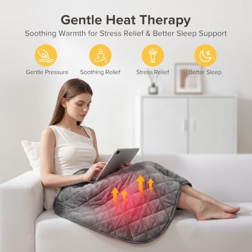 Weighted Heating Pad for Back & Period Cramps, 7lbs Heated Blanket 25"x30"