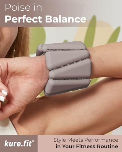 Pilates Wrist & Ankle Weights | Adjustable Weighted Bangles | 1/2/3LB Each - color: Taupe, size: 1 LB