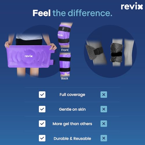 REVIX Knee Ice Pack Wrap for Pain Relief, Reusable Gel Cold Compress - color: Purple