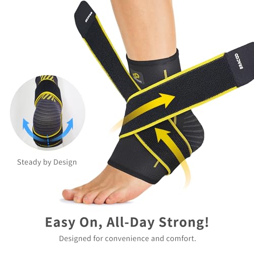 Bracoo 2 Pack Ankle Brace Compression Sleeve for Women & Men - size: L/XL