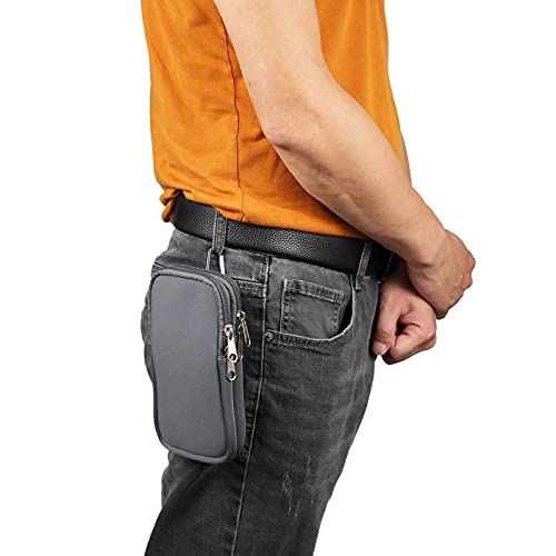 Dual Layer Universal Neoprene Cell Phone Sleeve, Zip Wallet Belt Loop Holster for iPhone 17 16 15 14 13 12 11 Pro Max Samsung Galaxy A17 16 S26 Ultra Google Pixel 10 Pro XL OnePlus 15 (Gray) - color: Gray
