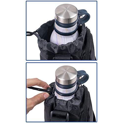 Trail maker Water Bottle Carrier Bag with Strap, Phone Pocket for Walking, Runs, Bike, Stainless Steel, Glass, Plastic - color: Black