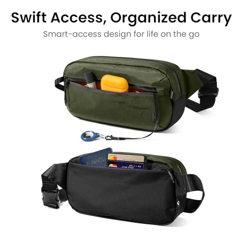tomtoc 3.5L X-Pac Sling Bag with RFID Blocking Crossbody Pack for Men Women - color: X-Pac Olive, size: 3.5L