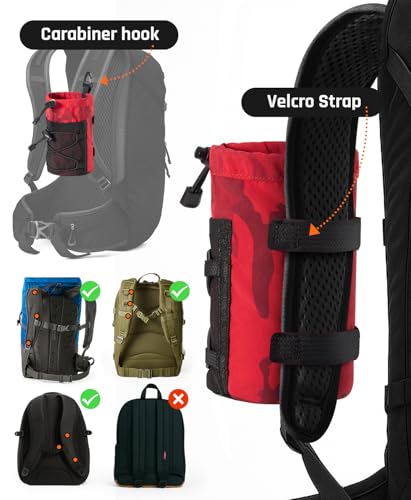 Water Bottle Holder for Backpack Molle Water Bottler Pouch Bag - color: Red Camo
