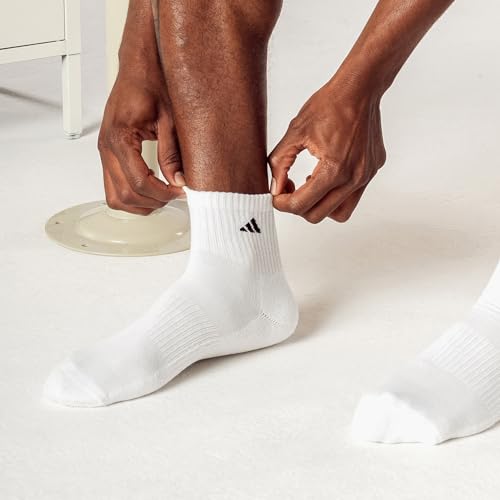 adidas Men's Athletic Cushioned Quarter Ankle Socks 6 Pairs - color: Black/Aluminum 2, size: X-Large