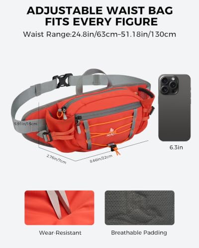 Fanny Pack with 2 Water Bottle Holder for Women Men, Waist Bag - color: Orange