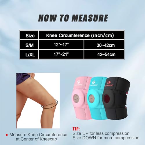 Kuangmi Knee Brace with Side Stabilizers & Patella Gel Pad,Adjustable Compression Knee Support with Arthritis Relief,Injury Recovery,Running,Weightlifting,Climbing(Black,4-Springs,L/XL - color: Black(4 Springs), size: L/XL