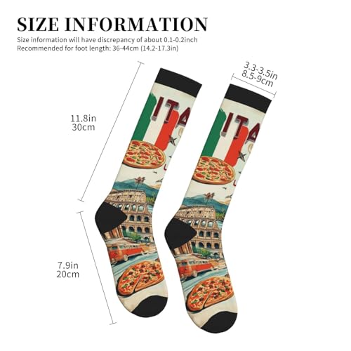 Compression Socks Knee High Circulation Support Socks For Women Men Athletic Running Work Hiking Cycling Travel - color: Italy