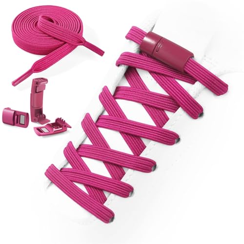 Neo-wows No Tie Shoelaces Elastic Laces for Kids Adults Athletic Sneakers - color: Rose