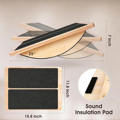 2-in-1 Balance Board for Adults, Wooden Slant Board for Exercise, Four Adjustable Incline Board for Calf Stretcher Knees Leg Ankle Heel Feet