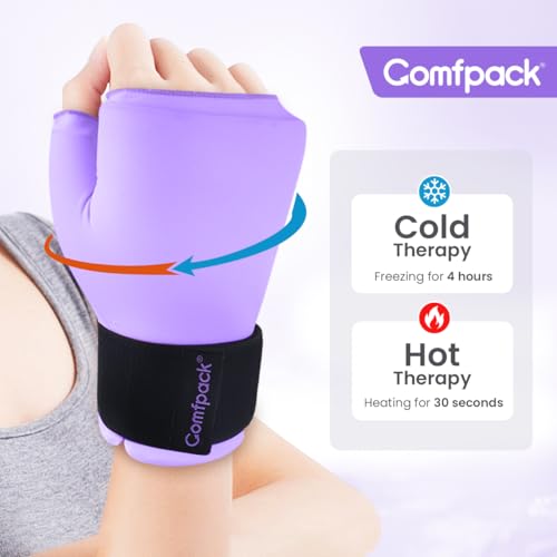 Comfpack Hand Ice Pack Glove for Arthritis, Thumb Wrist Ice Pack Wrap for Carpal Tunnel, Reusable Gel Hot Cold Therapy Pain Relief for Tenosynovitis, Swelling, Surgery, Tendonitis - style: Purple