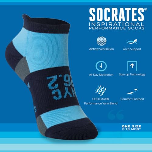 Gone For a Run Motivational Ankle Running Socks - Affirmation Runners Gifts - color: Nyc 26.2 (Blue/Black)