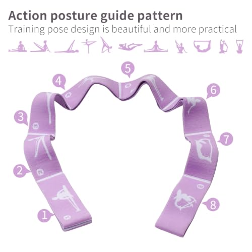 2-Pack Adjustable Kids Dance Stretch Bands - 8-Loop Elastic Bands for Ballet, Latin, Yoga, Gymnastics & Stretching - Flexible, Multi-Section Design for Dance Training & Flexibility - color: Pink+Purple