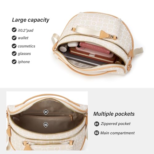 Makes Checkered Crossbody Bag Bum Bag for Women with Pouch - color: Beige Checkered