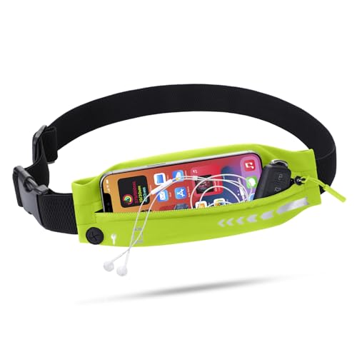USHAKE Slim Running Belt Women Men, Bounce Free Fanny Pack Phone Holder - color: Yellow