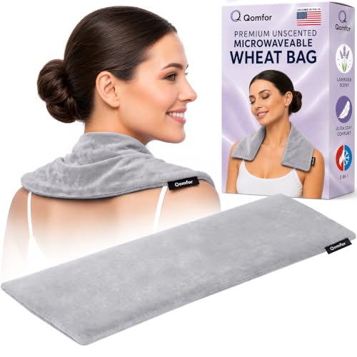 Qomfor - Microwavable Heating Pad - Gray - Lavender Scented Heat Pack - Therapeutic Heat Wrap for Neck, Shoulders & Period Cramps Pain Relief - Reusable Hot/Cold Therapy Bag - color: Dark Grey