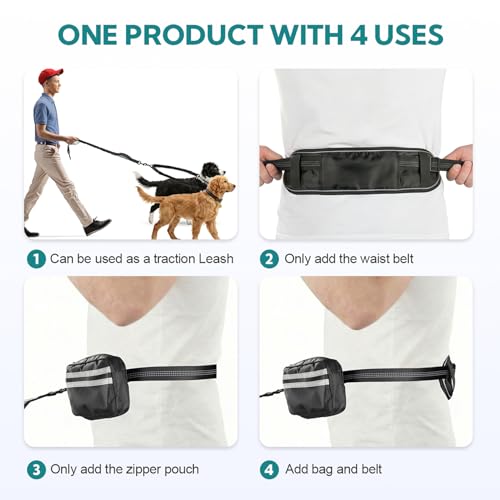 Hands Free Dog Leash 2 Dogs,Waist Leash for Dog Walking (Large) - size: Large