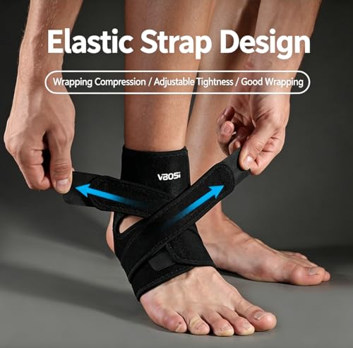 Ankle Brace Elastic Ankle Supports for Men Women, Adjustable Ankle Compression Brace, Plantar Fasciitis Relief Achilles Tendonitis Brace Achilles Tendonitis Wrap, Ankle Brace Basketball Football Running, Pack of 1