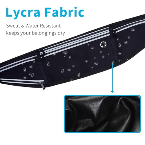 Slim Running Belt for Women Men,Runners Fanny Pack Phone Holder,Money Belt,Running Gear Accessories,with 3 Pockets (Jet Black) - color: Jet Black